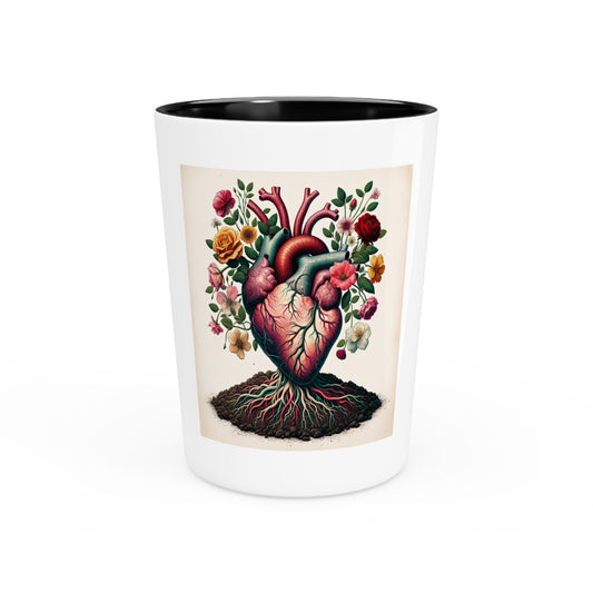Anatomical Heart Shot Glass, Flower and Soil Design, Well-Rooted Shot Glass, Floral Shot Glass, Unique Shot Glass, Birthday Gift, Home Decor