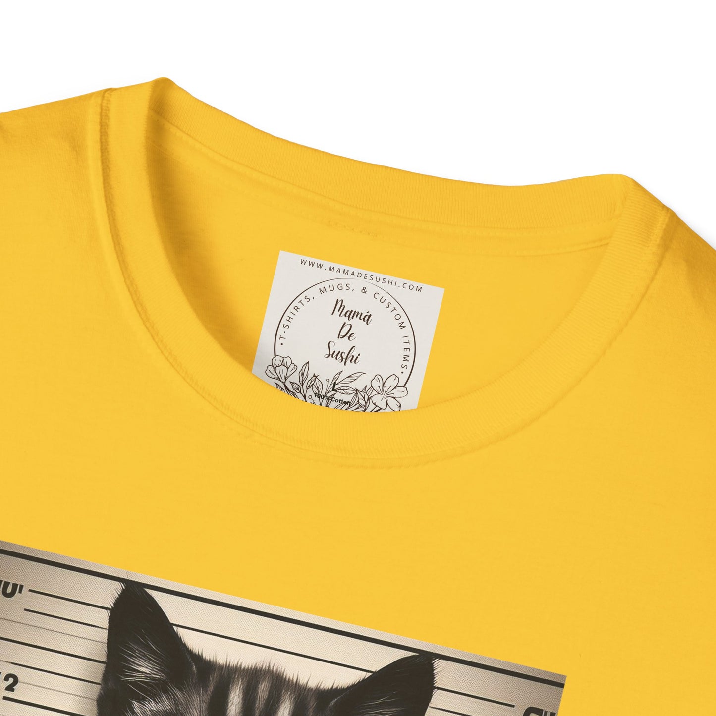 Bad Kitty Mugshot - Catnip Made Me Do It - Cat - Kitty - MamaDeSushi - Unisex Softstyle T-Shirt