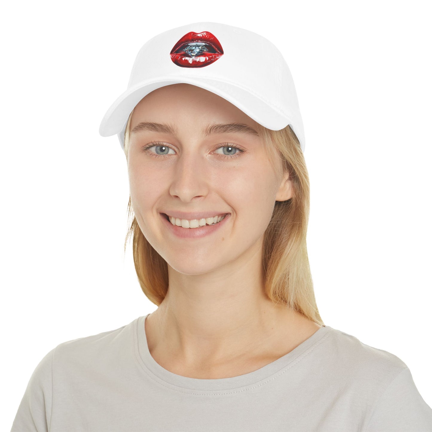Lips that tease, diamonds that please - Low Profile Baseball Cap