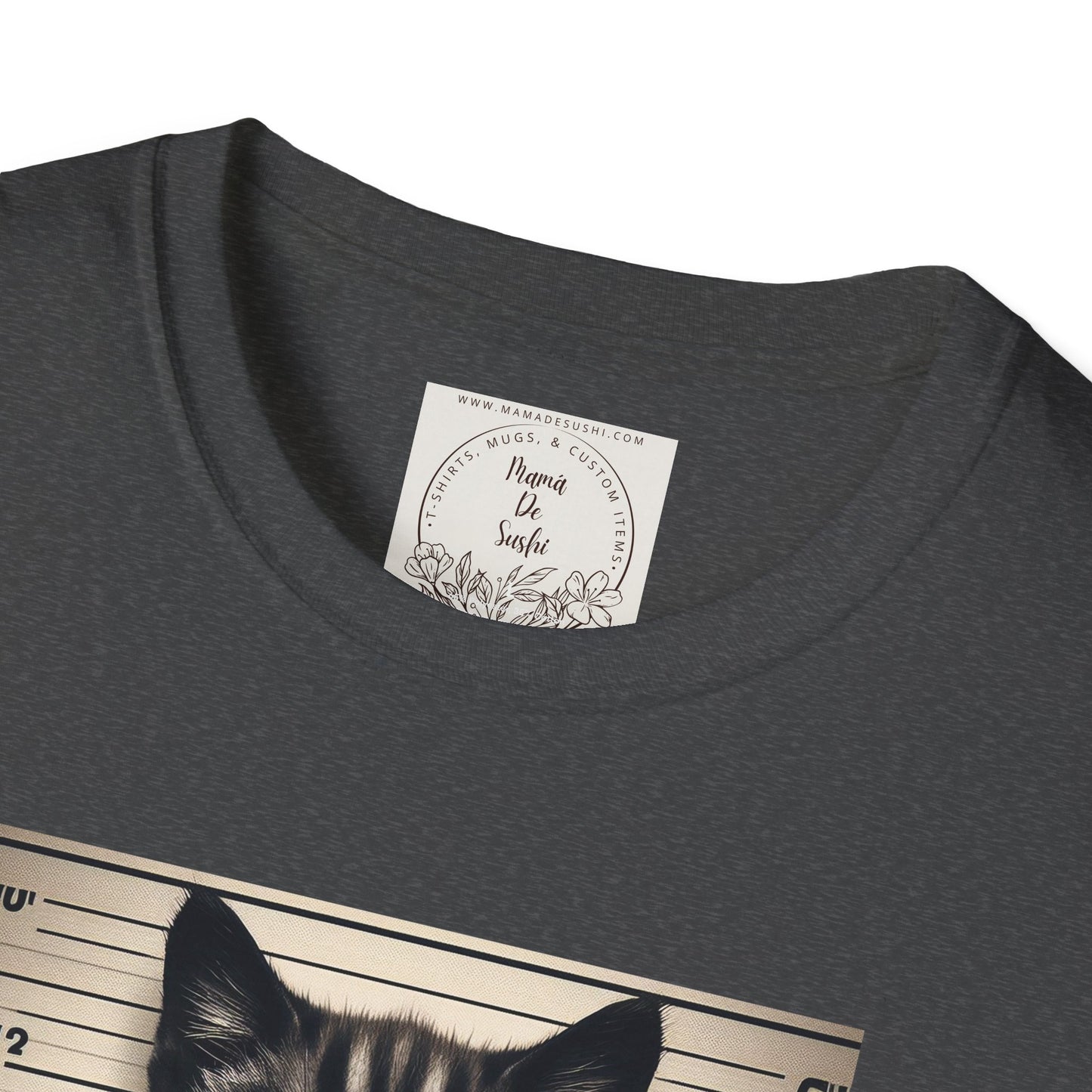 Bad Kitty Mugshot - Catnip Made Me Do It - Cat - Kitty - MamaDeSushi - Unisex Softstyle T-Shirt
