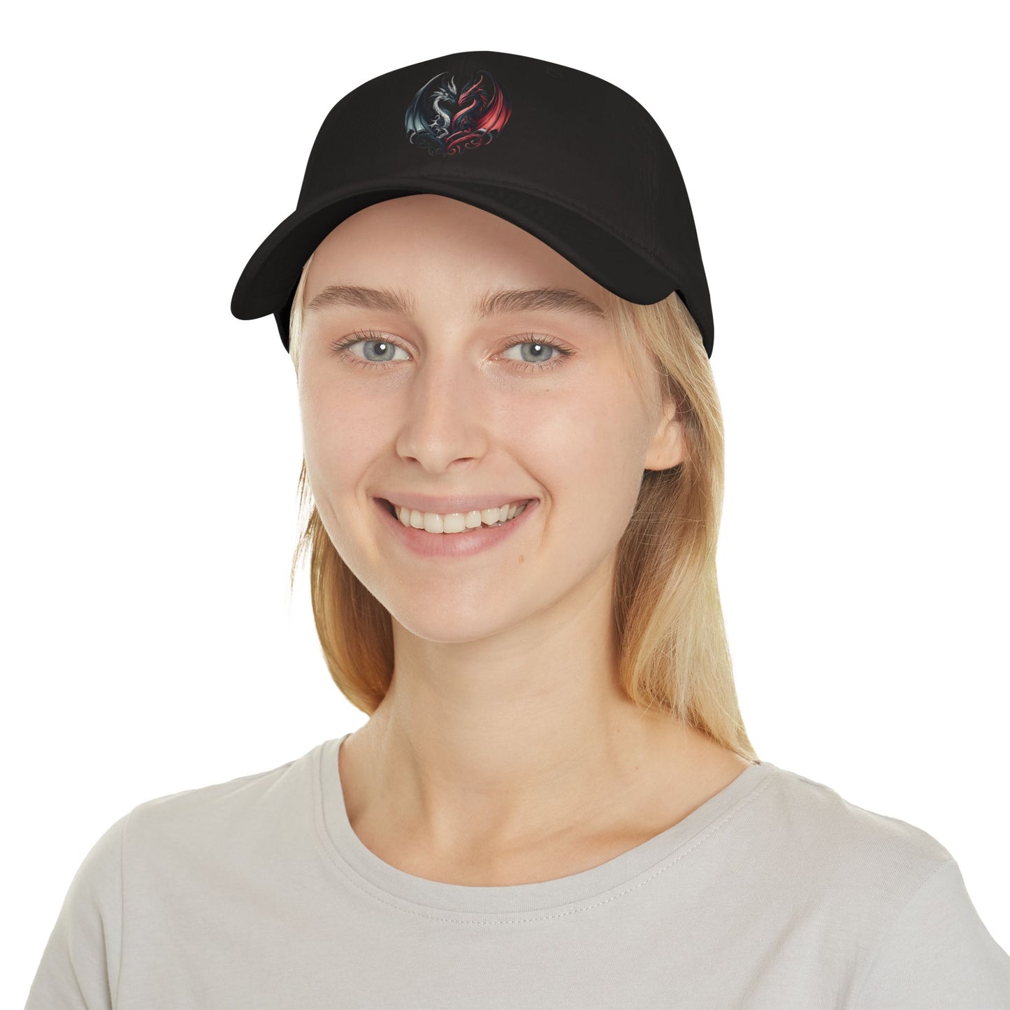 Low Profile Baseball Cap - Love Dragons - Black & Red