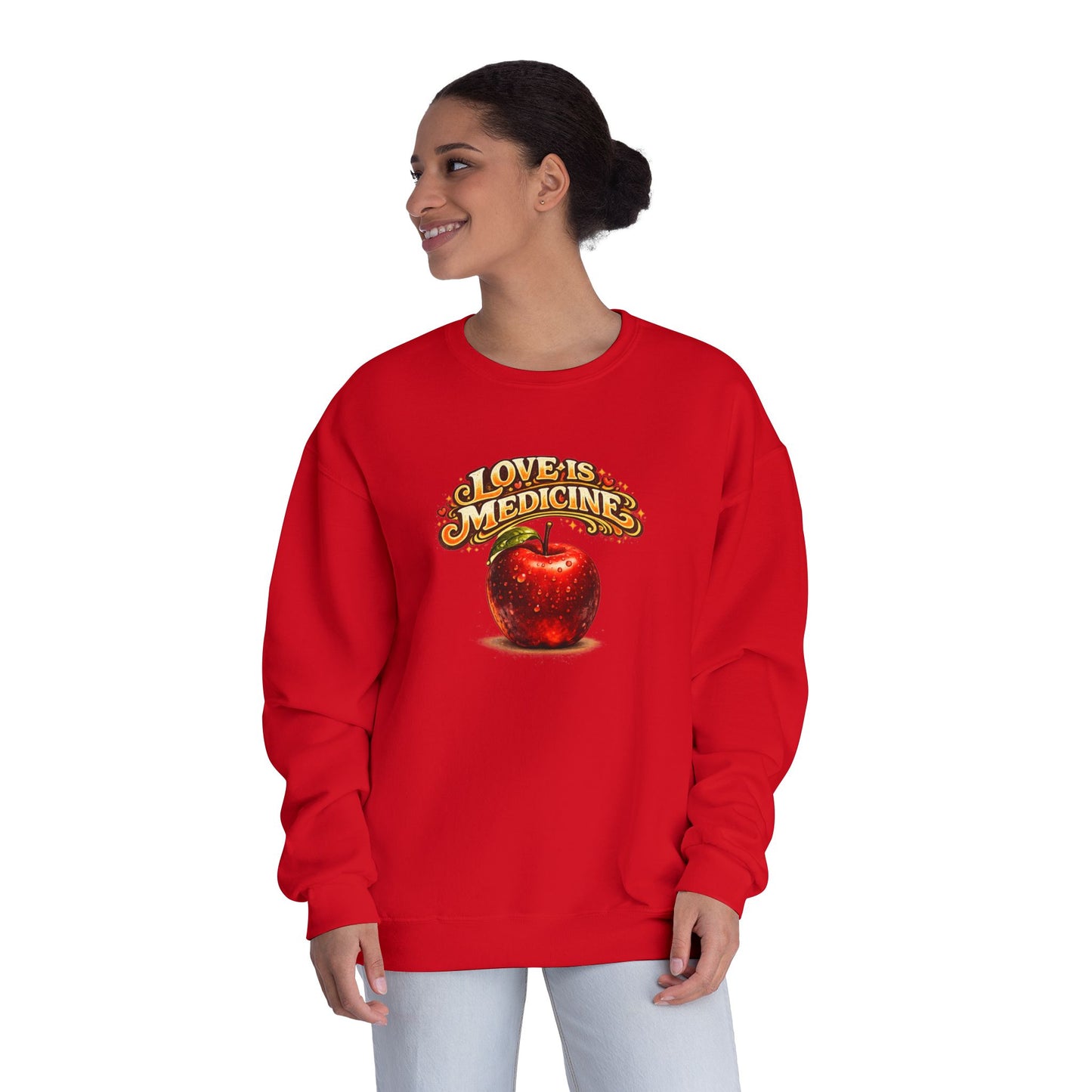 Unisex NuBlend® Crewneck Sweatshirt - Love is Medicine - Manzana