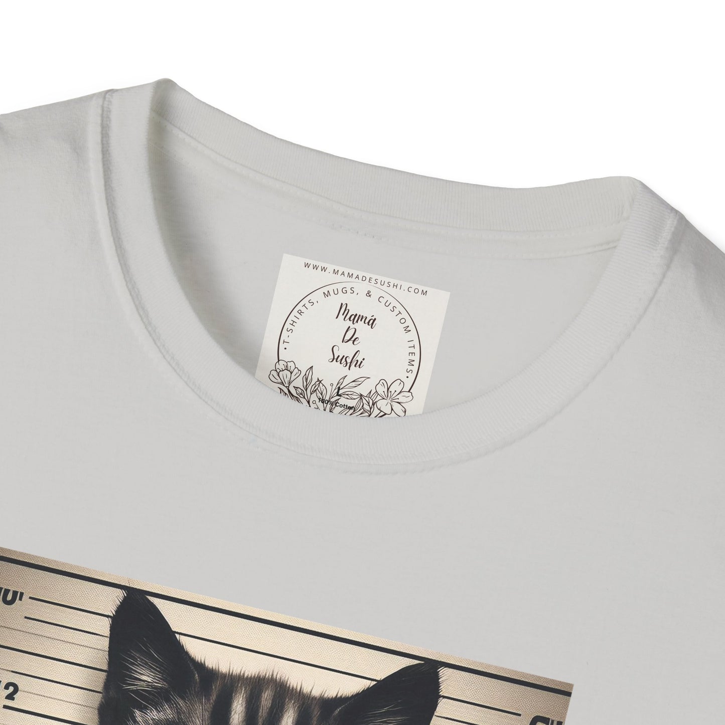 Bad Kitty Mugshot - Catnip Made Me Do It - Cat - Kitty - MamaDeSushi - Unisex Softstyle T-Shirt