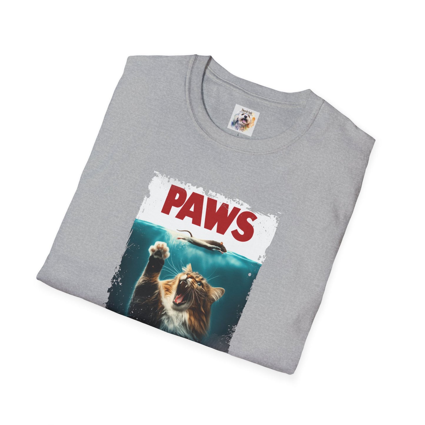 Paws - Jaws Cat - Kitty - MamaDeSushi - Unisex Softstyle T-Shirt