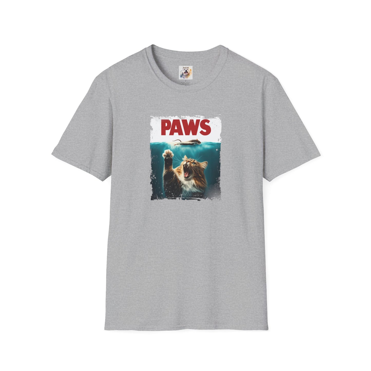 Paws - Jaws Cat - Kitty - MamaDeSushi - Unisex Softstyle T-Shirt