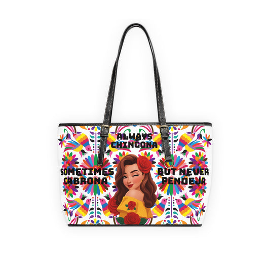Chic PU Leather Shoulder Bag - Always Chingona, Fashionable Tote for Confident Women, Perfect Gift for Celebrations