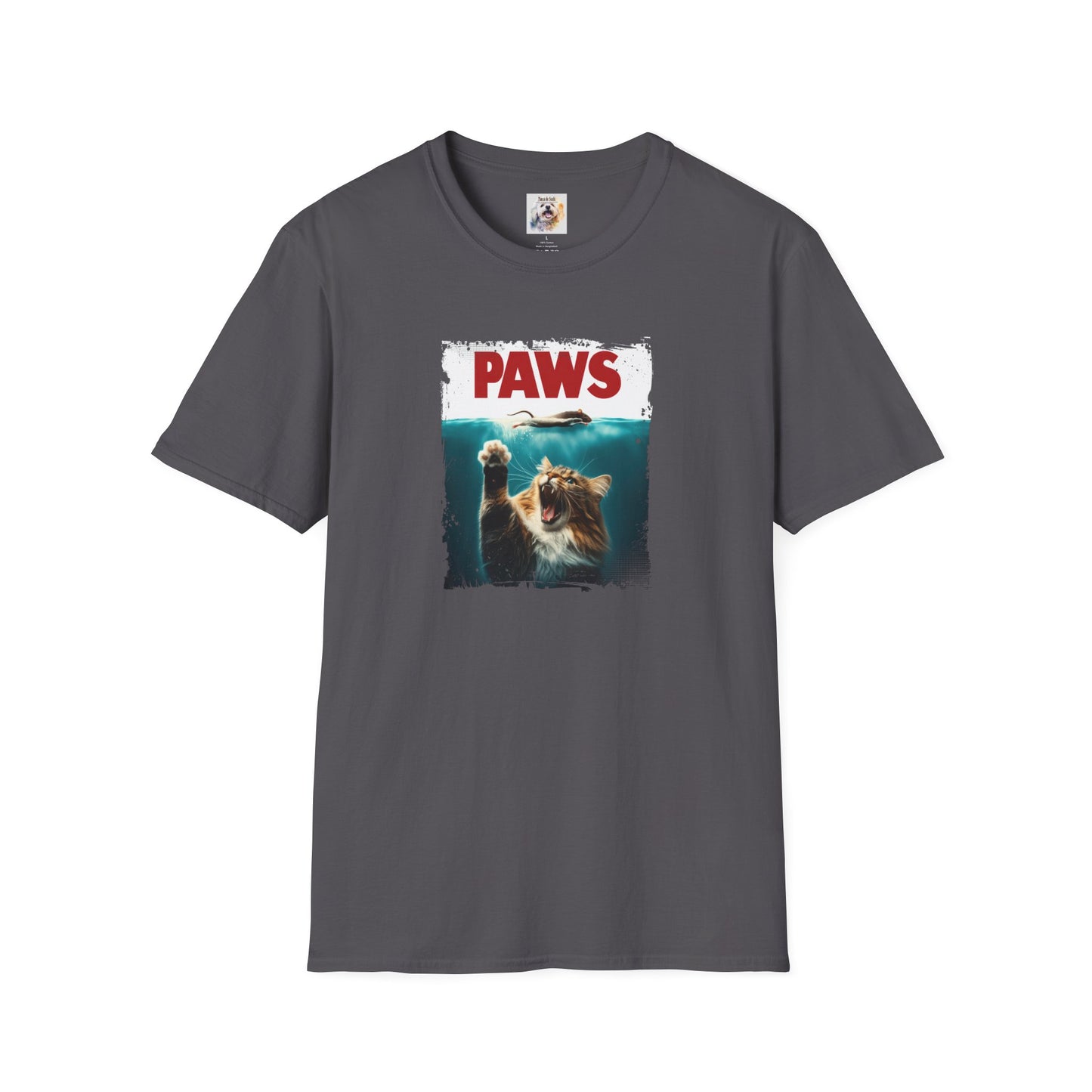 Paws - Jaws Cat - Kitty - MamaDeSushi - Unisex Softstyle T-Shirt