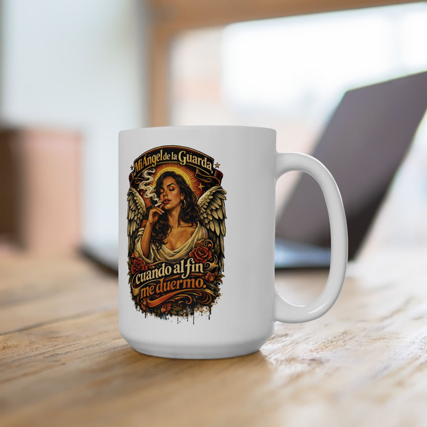 Ceramic Mug 15oz - Angel de La Guarda, dulce compania