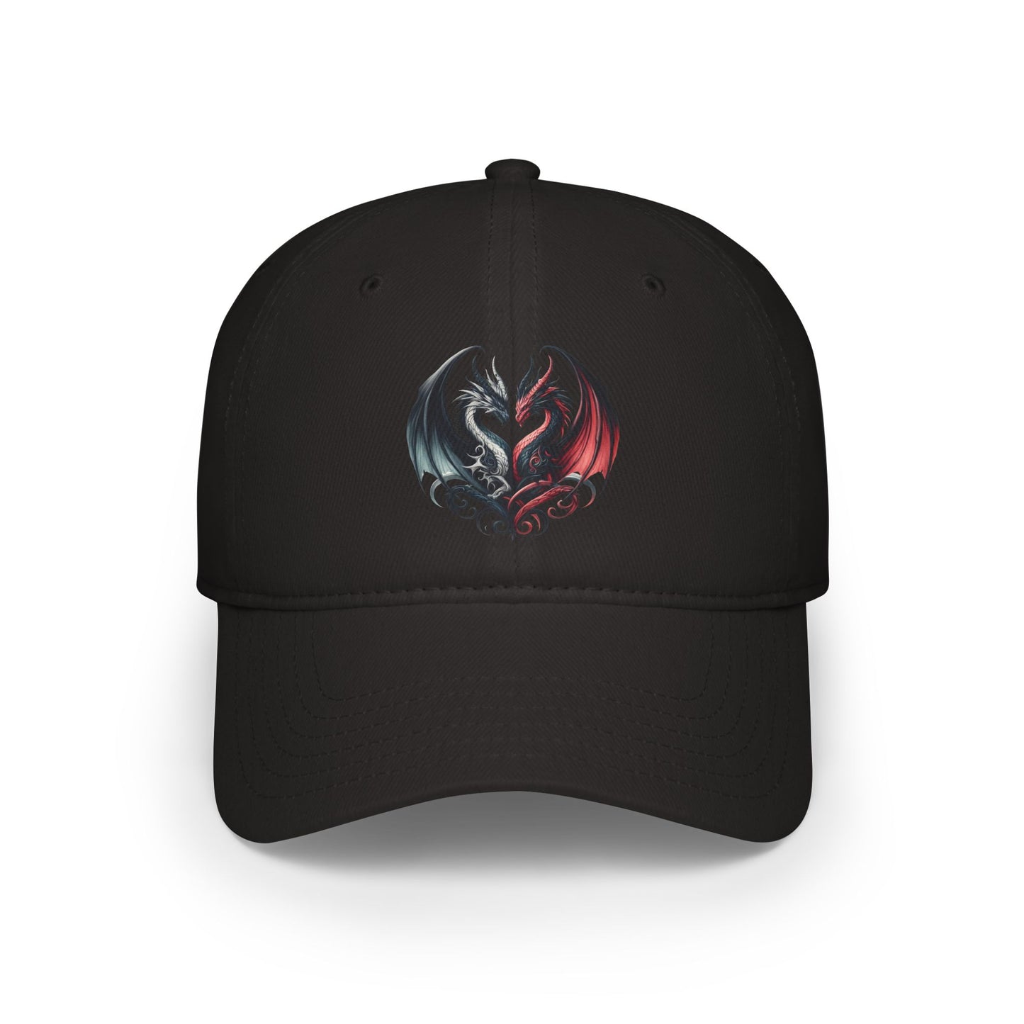 Low Profile Baseball Cap - Love Dragons - Black & Red