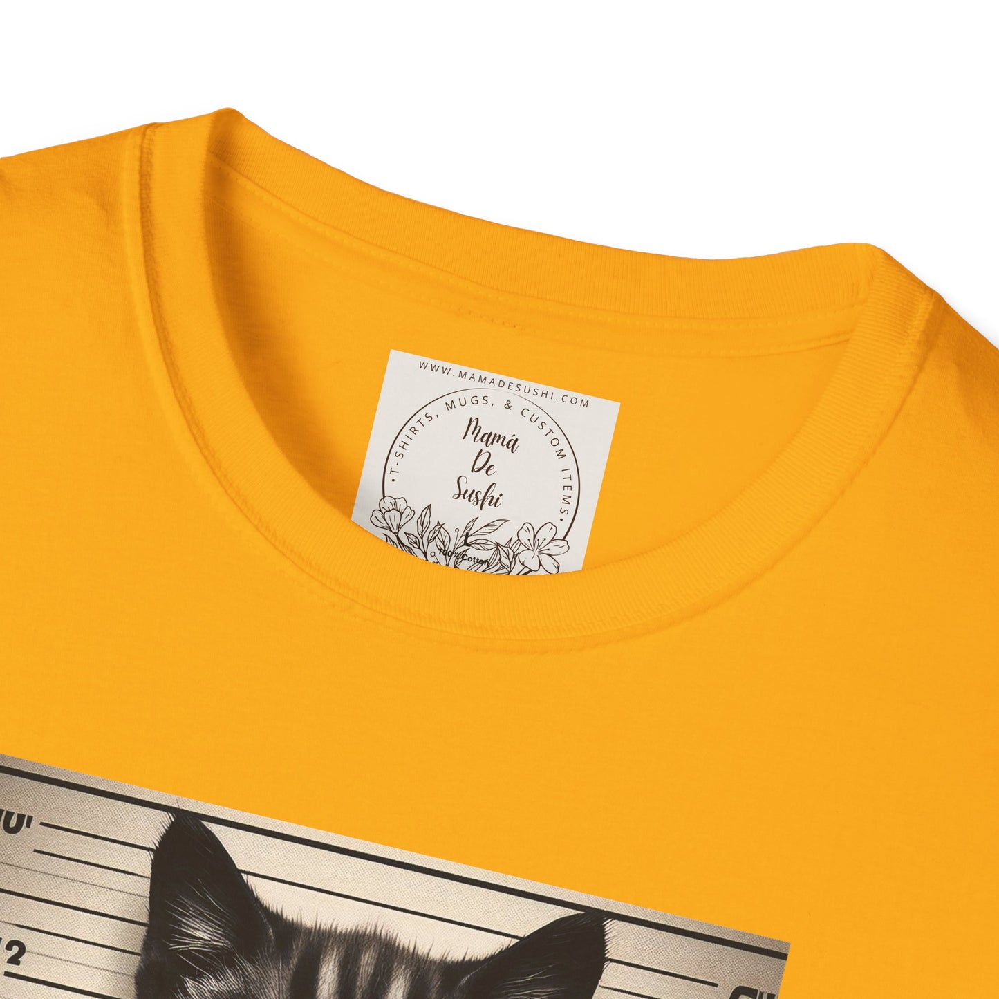 Bad Kitty Mugshot - Catnip Made Me Do It - Cat - Kitty - MamaDeSushi - Unisex Softstyle T-Shirt