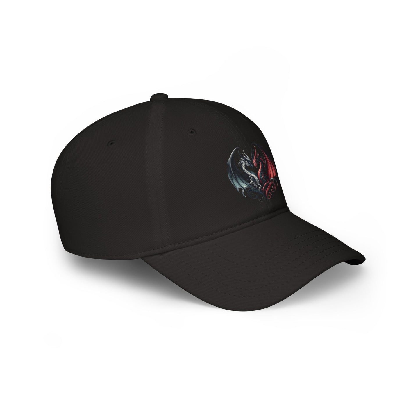 Low Profile Baseball Cap - Love Dragons - Black & Red