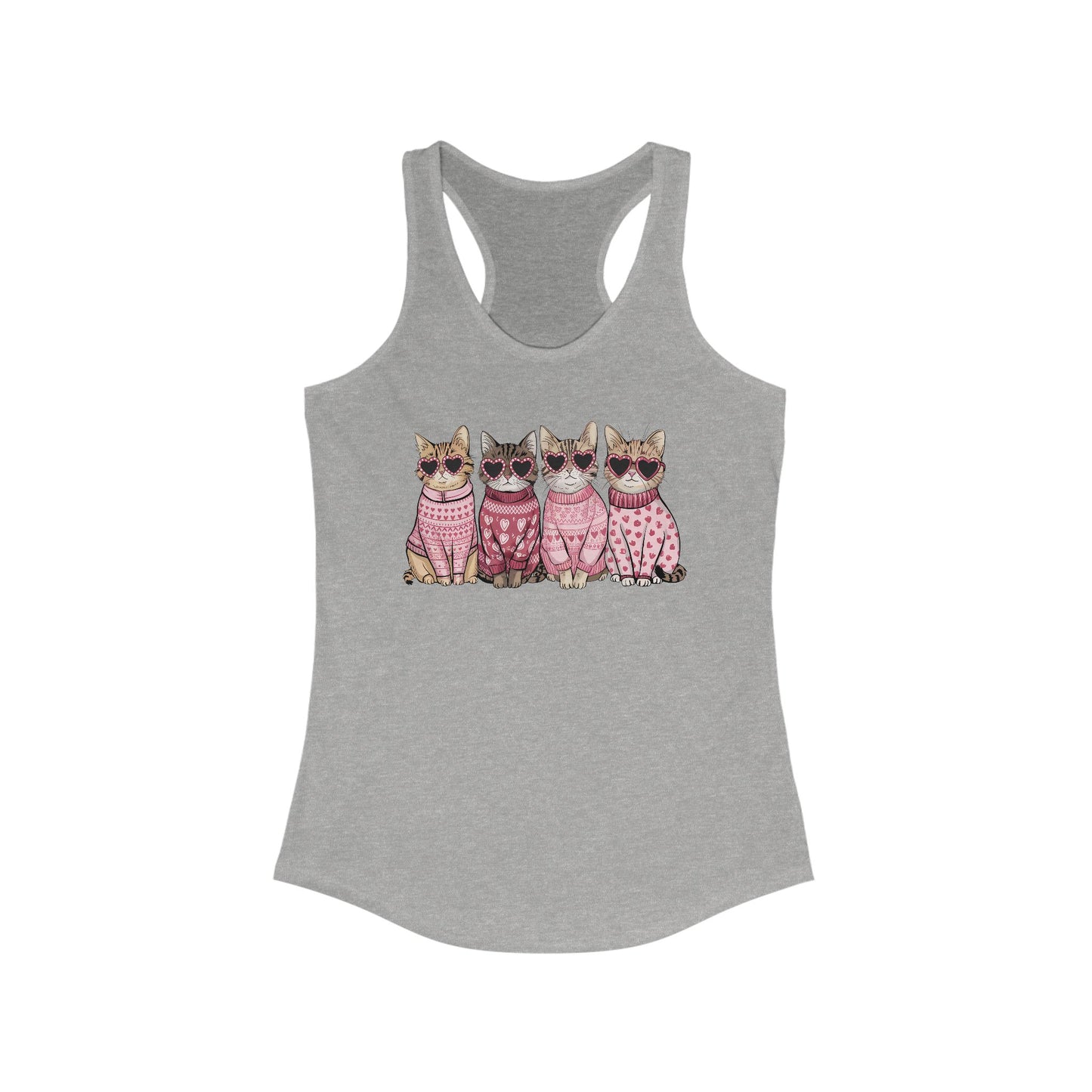 Women's Ideal Racerback Tank - Four purr-fect Valentines, proving love is best served with whiskers and sweaters!
