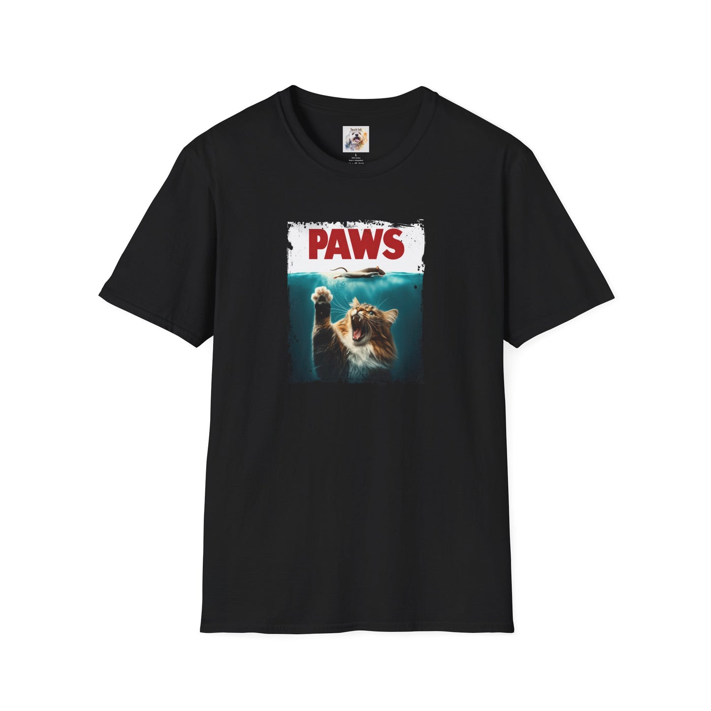Paws - Jaws Cat - Kitty - MamaDeSushi - Unisex Softstyle T-Shirt