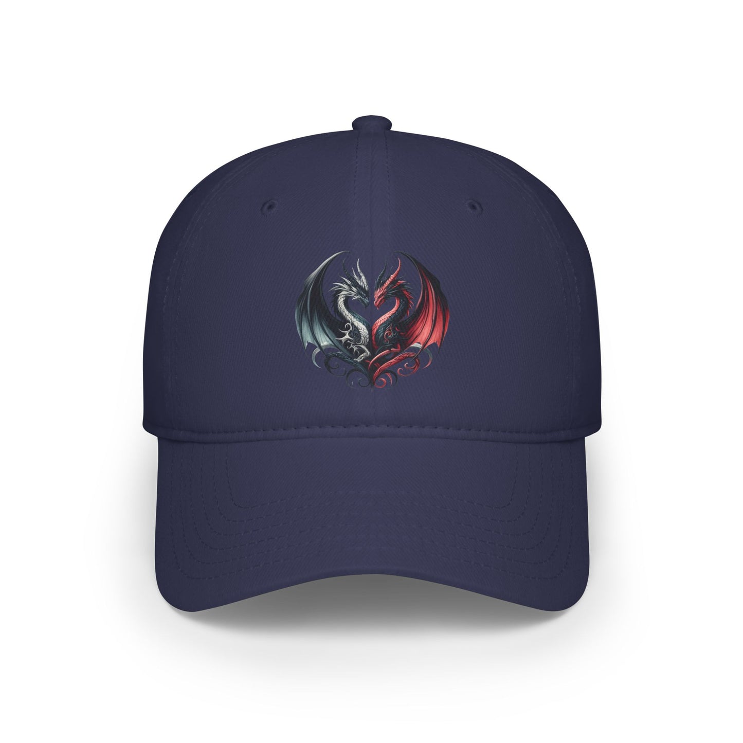 Low Profile Baseball Cap - Love Dragons - Black & Red