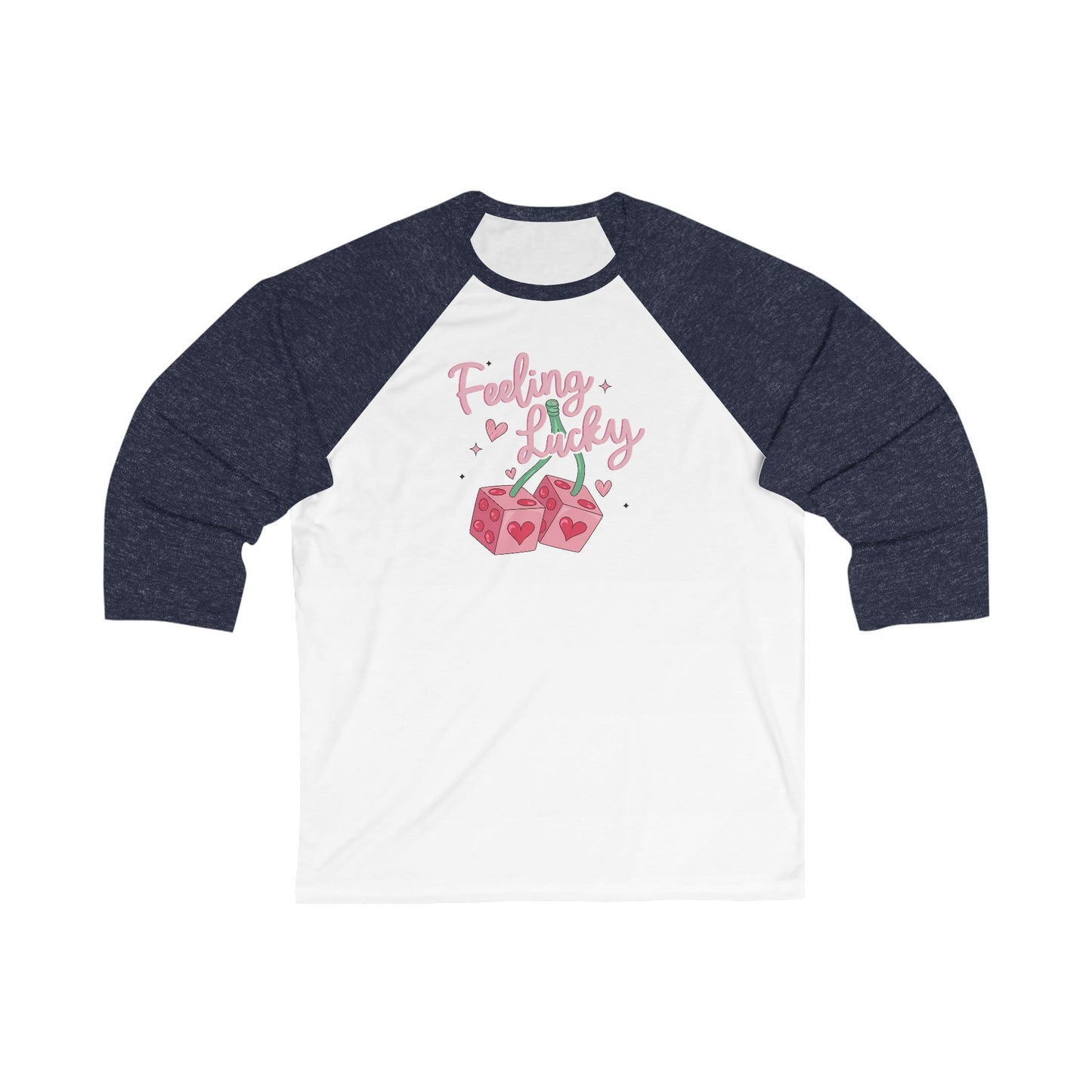 Baseball Tee Feeling Lucky Dice with Hearts, Unisex Raglan Shirt, Lucky Charm Gift, Vintage Style Shirt, Casual Baseball Tee, Lucky Gambling