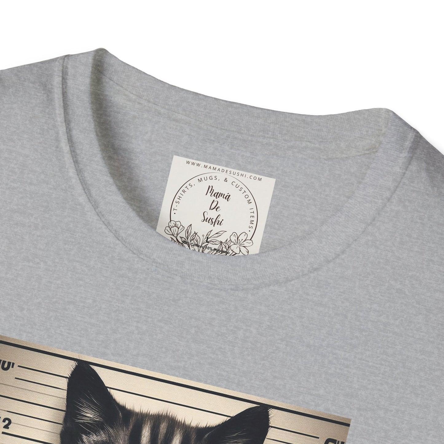 Bad Kitty Mugshot - Catnip Made Me Do It - Cat - Kitty - MamaDeSushi - Unisex Softstyle T-Shirt
