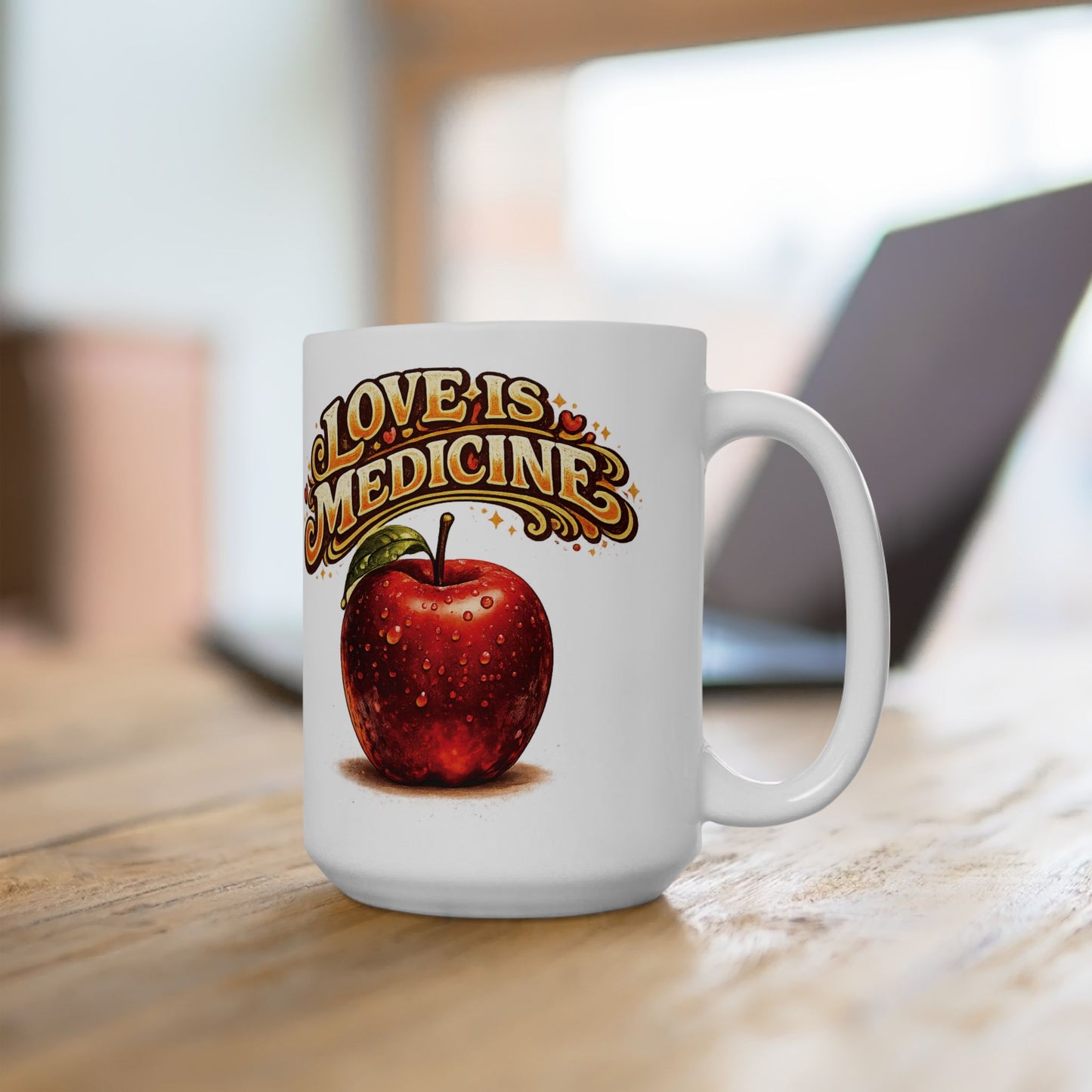Ceramic Mug 15oz - Love is Medicine - Manzana