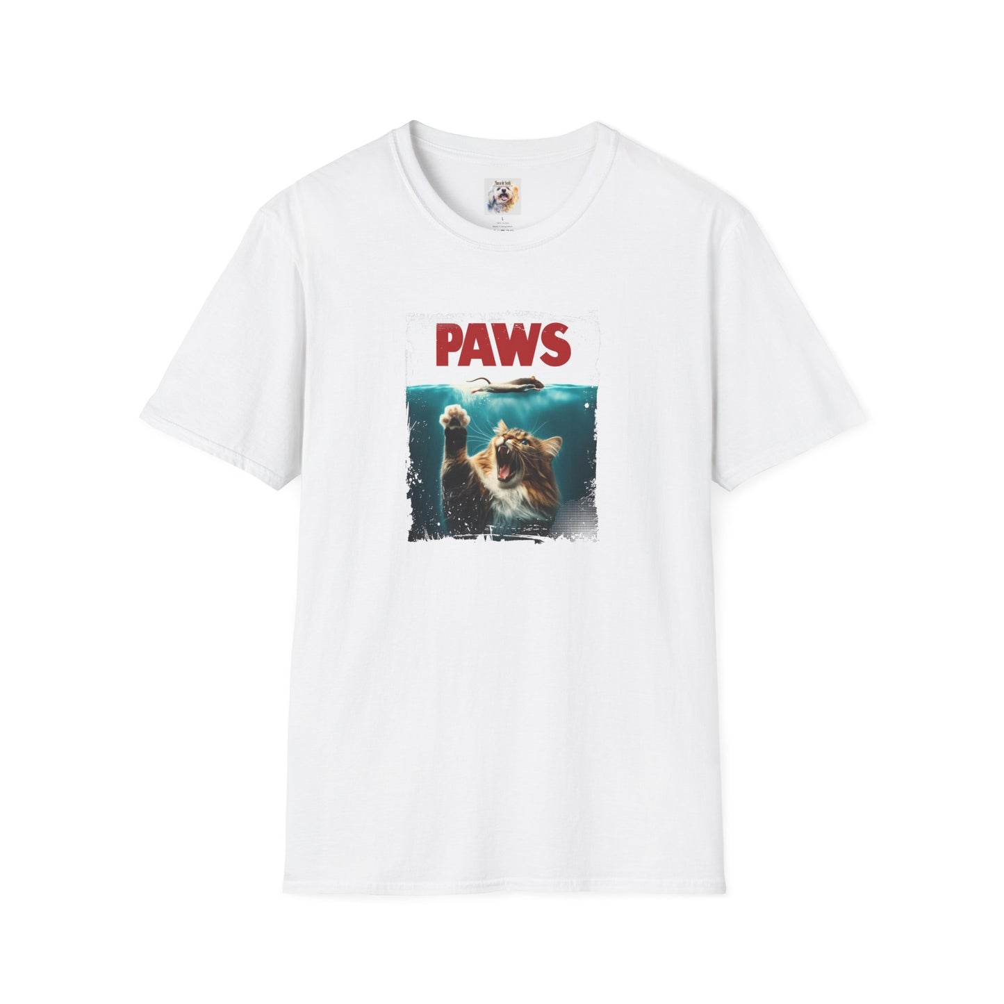 Paws - Jaws Cat - Kitty - MamaDeSushi - Unisex Softstyle T-Shirt