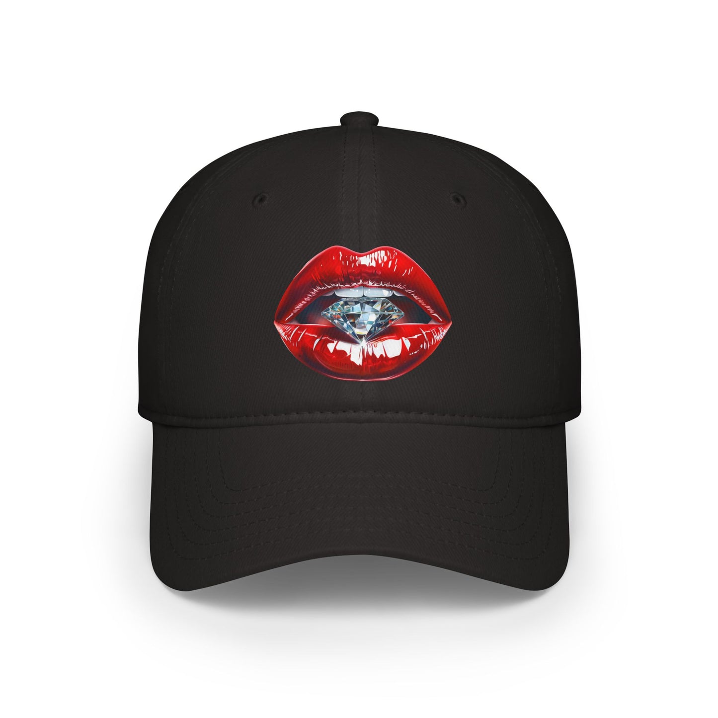 Lips that tease, diamonds that please - Low Profile Baseball Cap