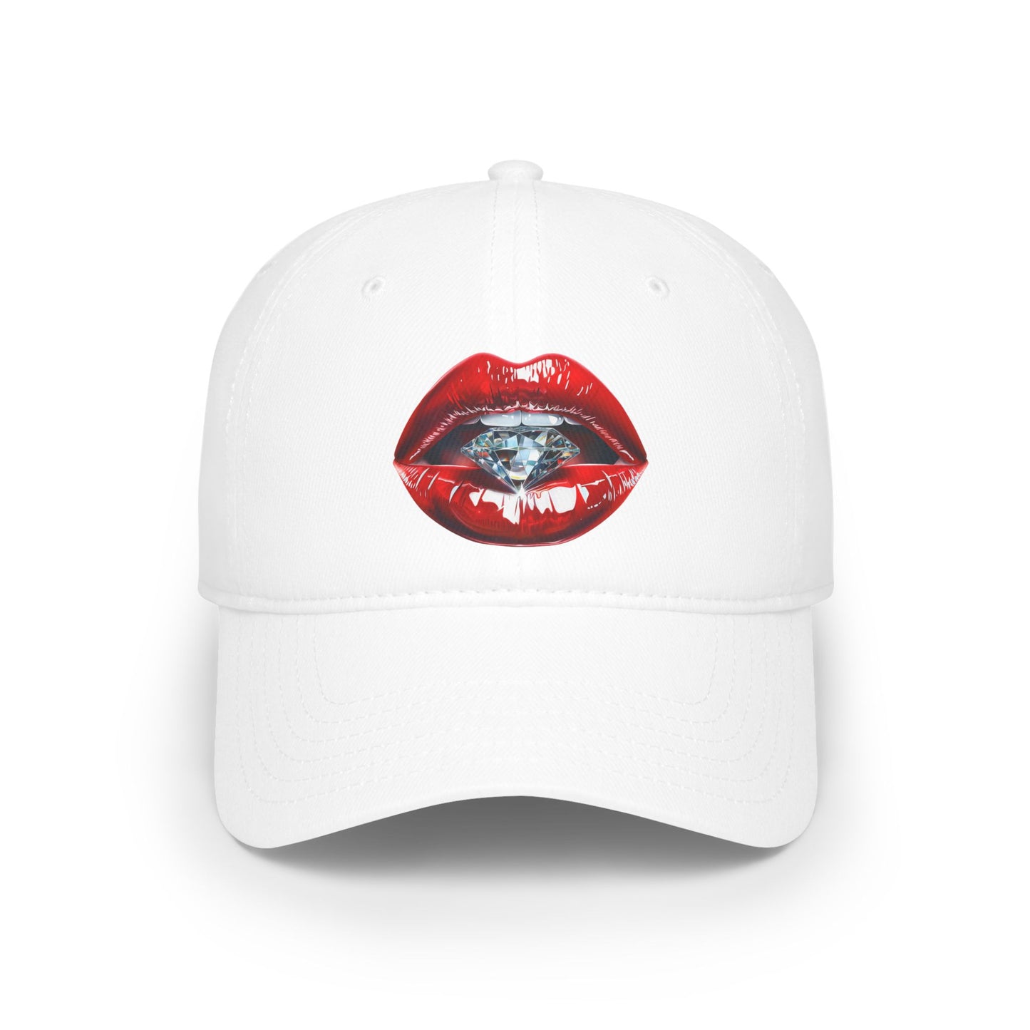 Lips that tease, diamonds that please - Low Profile Baseball Cap
