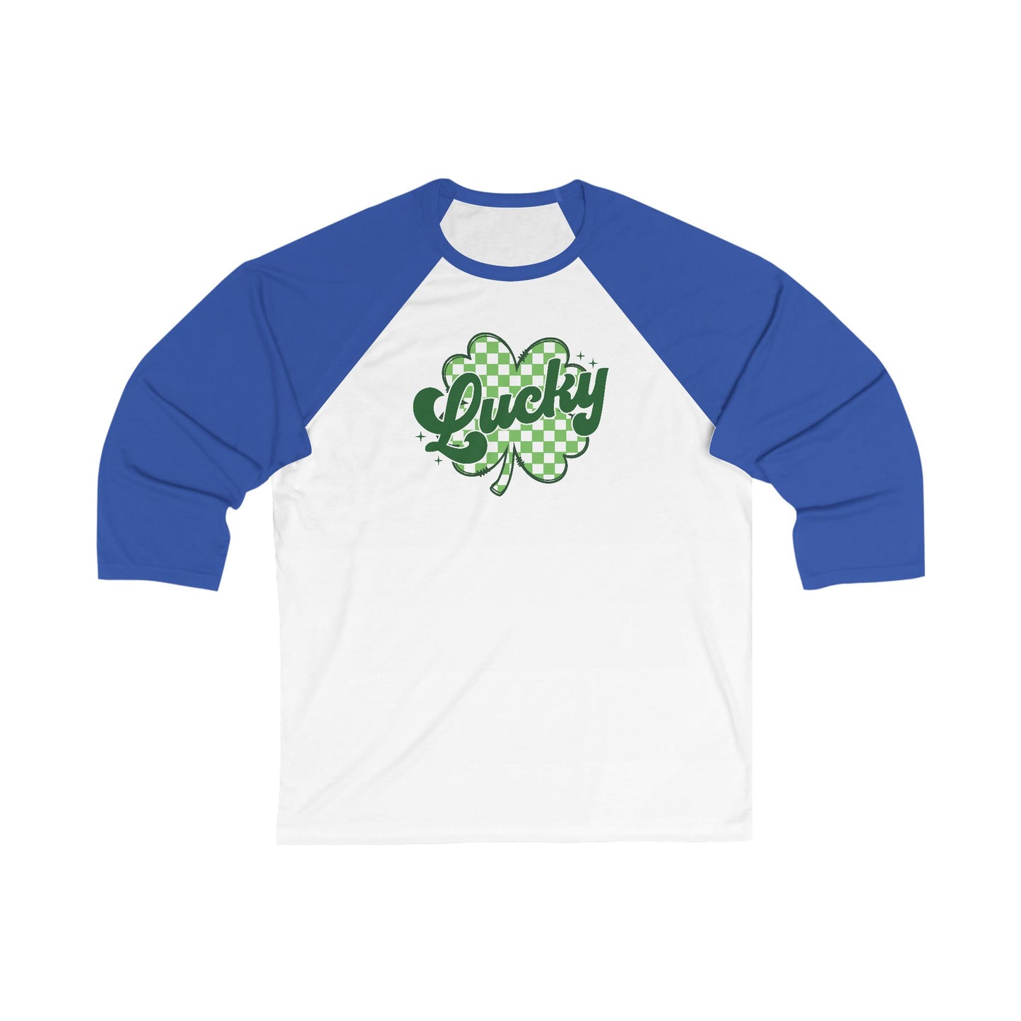 Baseball Tee Lucky 4 leaf clover Shirt, Unisex Raglan Lucky Charm Top, St. Patrick's Day Shirt, Lucky Vibes Clothing, Shamrock Baseball Tee