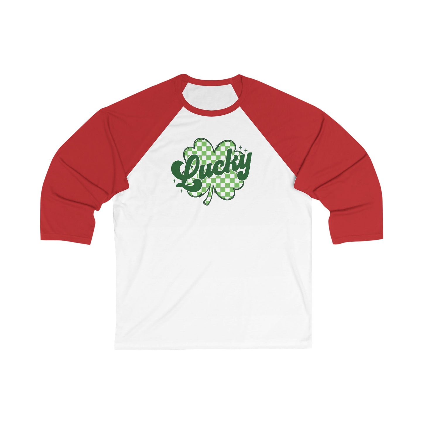 Baseball Tee Lucky 4 leaf clover Shirt, Unisex Raglan Lucky Charm Top, St. Patrick's Day Shirt, Lucky Vibes Clothing, Shamrock Baseball Tee