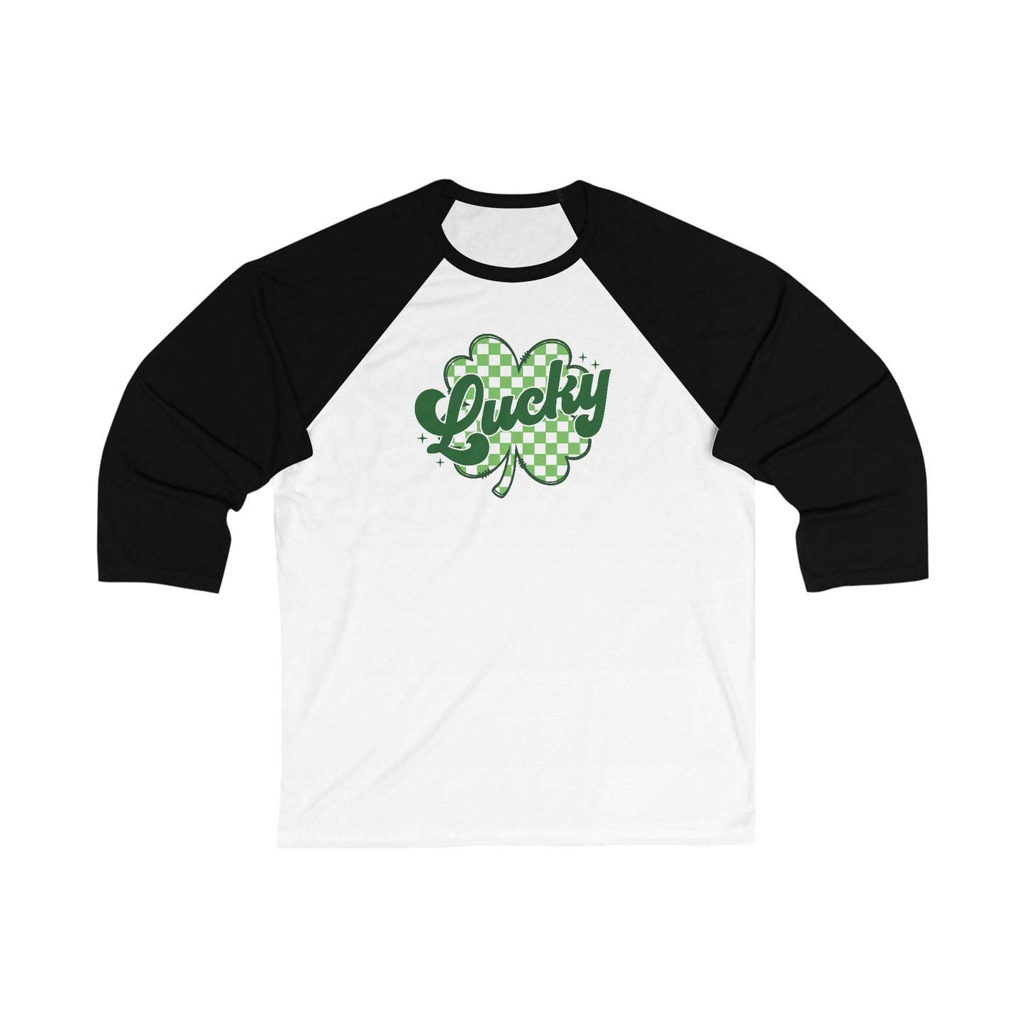 Baseball Tee Lucky 4 leaf clover Shirt, Unisex Raglan Lucky Charm Top, St. Patrick's Day Shirt, Lucky Vibes Clothing, Shamrock Baseball Tee
