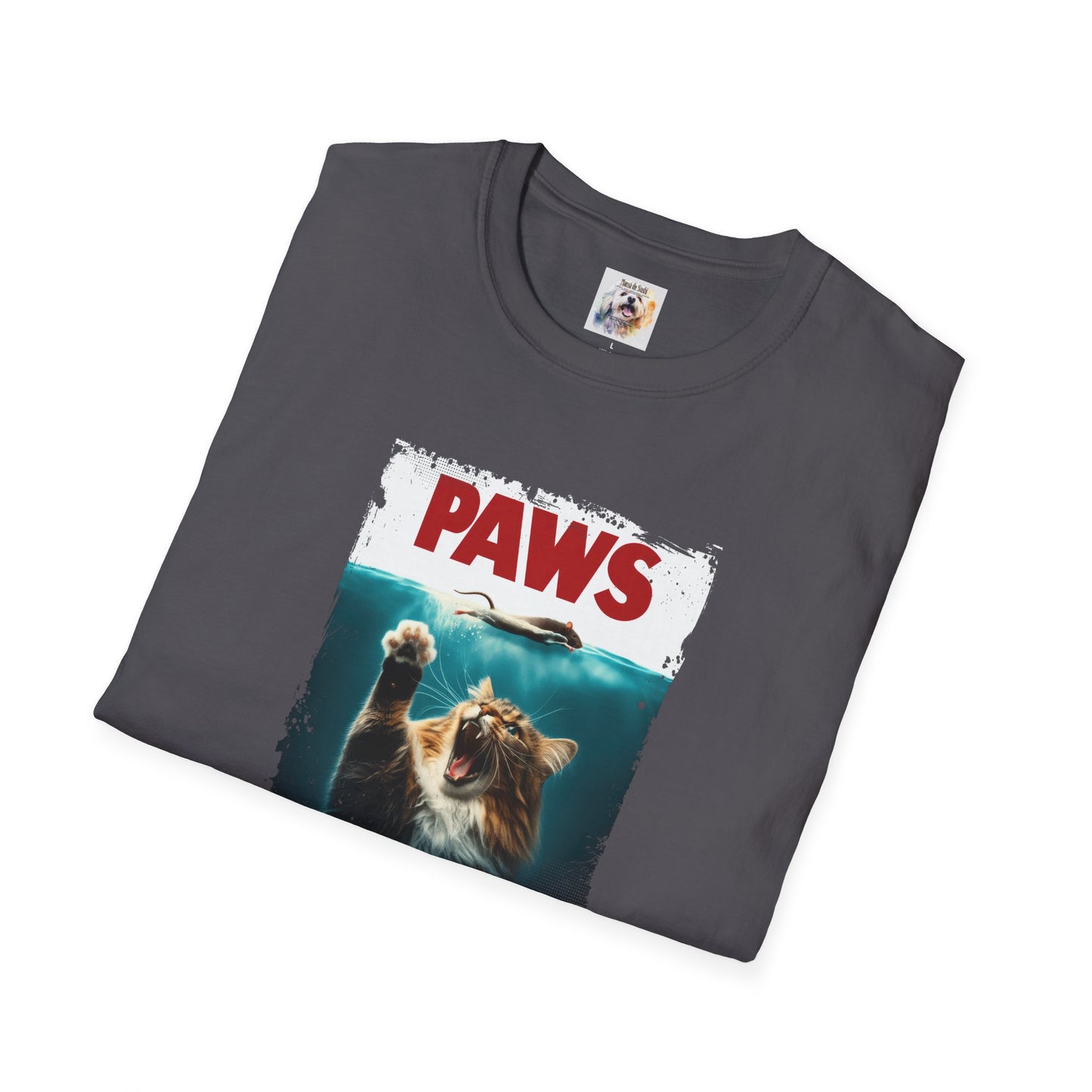 Paws - Jaws Cat - Kitty - MamaDeSushi - Unisex Softstyle T-Shirt