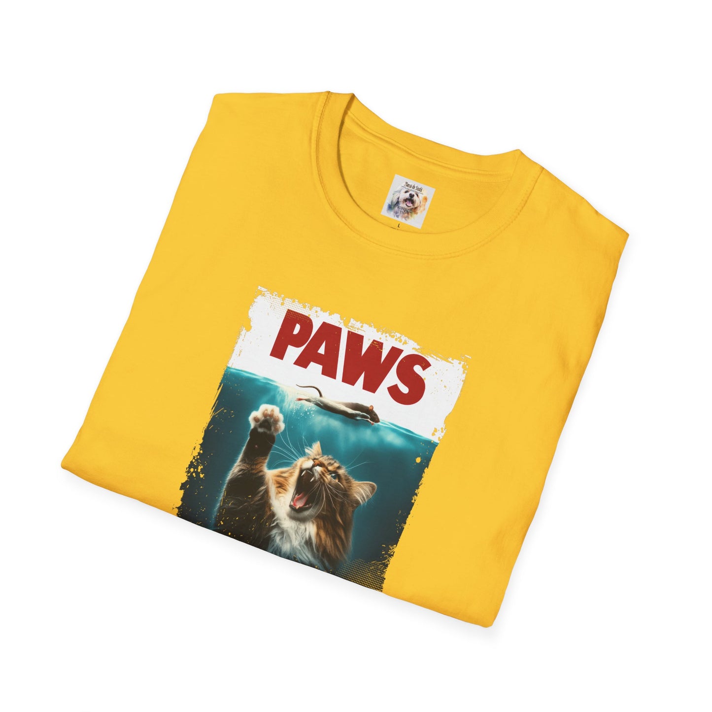 Paws - Jaws Cat - Kitty - MamaDeSushi - Unisex Softstyle T-Shirt