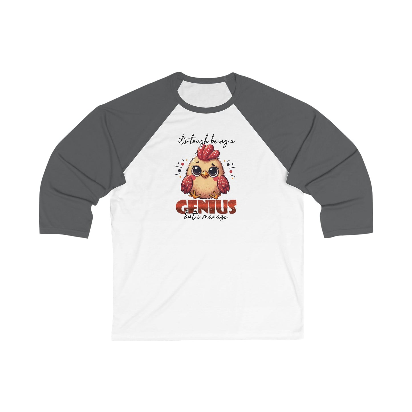 Genius 3/4 Sleeve Baseball Tee, Funny Unisex Raglan Shirt, Smart Baseball Tee, Cool Baseball Tee for Men and Women, Genius Gift Shirt