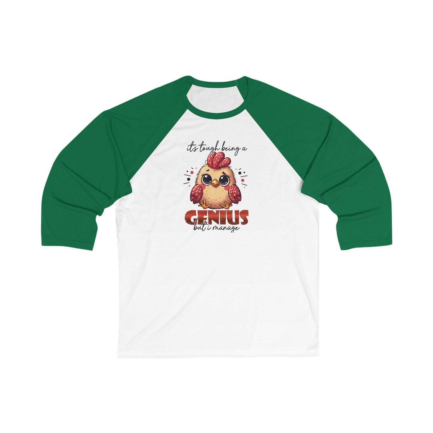 Genius 3/4 Sleeve Baseball Tee, Funny Unisex Raglan Shirt, Smart Baseball Tee, Cool Baseball Tee for Men and Women, Genius Gift Shirt