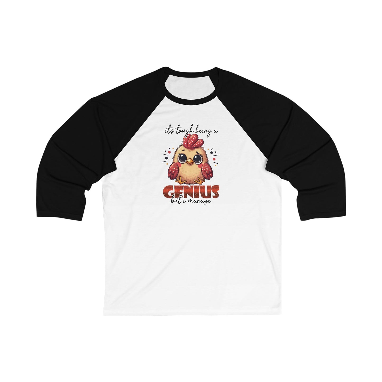 Genius 3/4 Sleeve Baseball Tee, Funny Unisex Raglan Shirt, Smart Baseball Tee, Cool Baseball Tee for Men and Women, Genius Gift Shirt