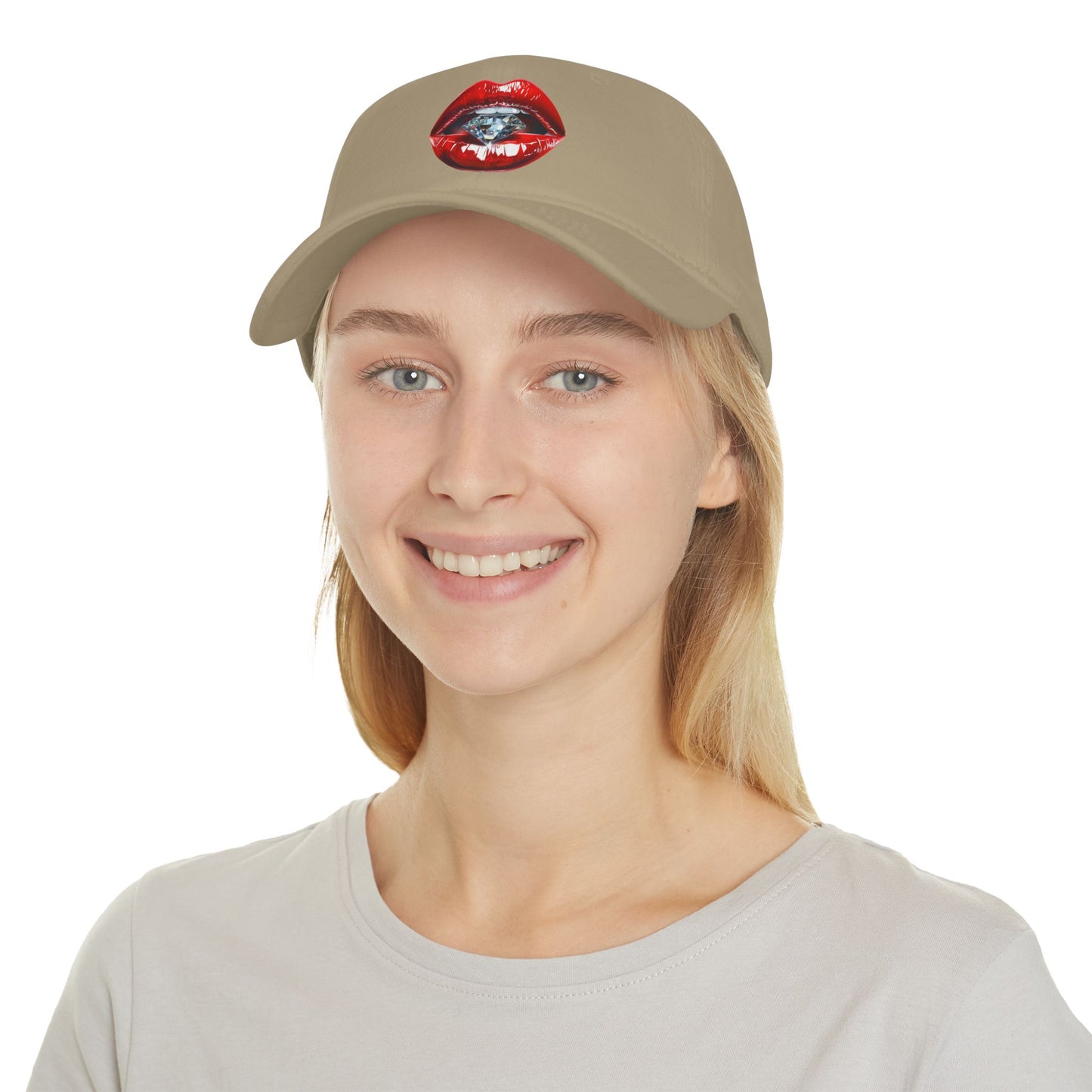 Lips that tease, diamonds that please - Low Profile Baseball Cap