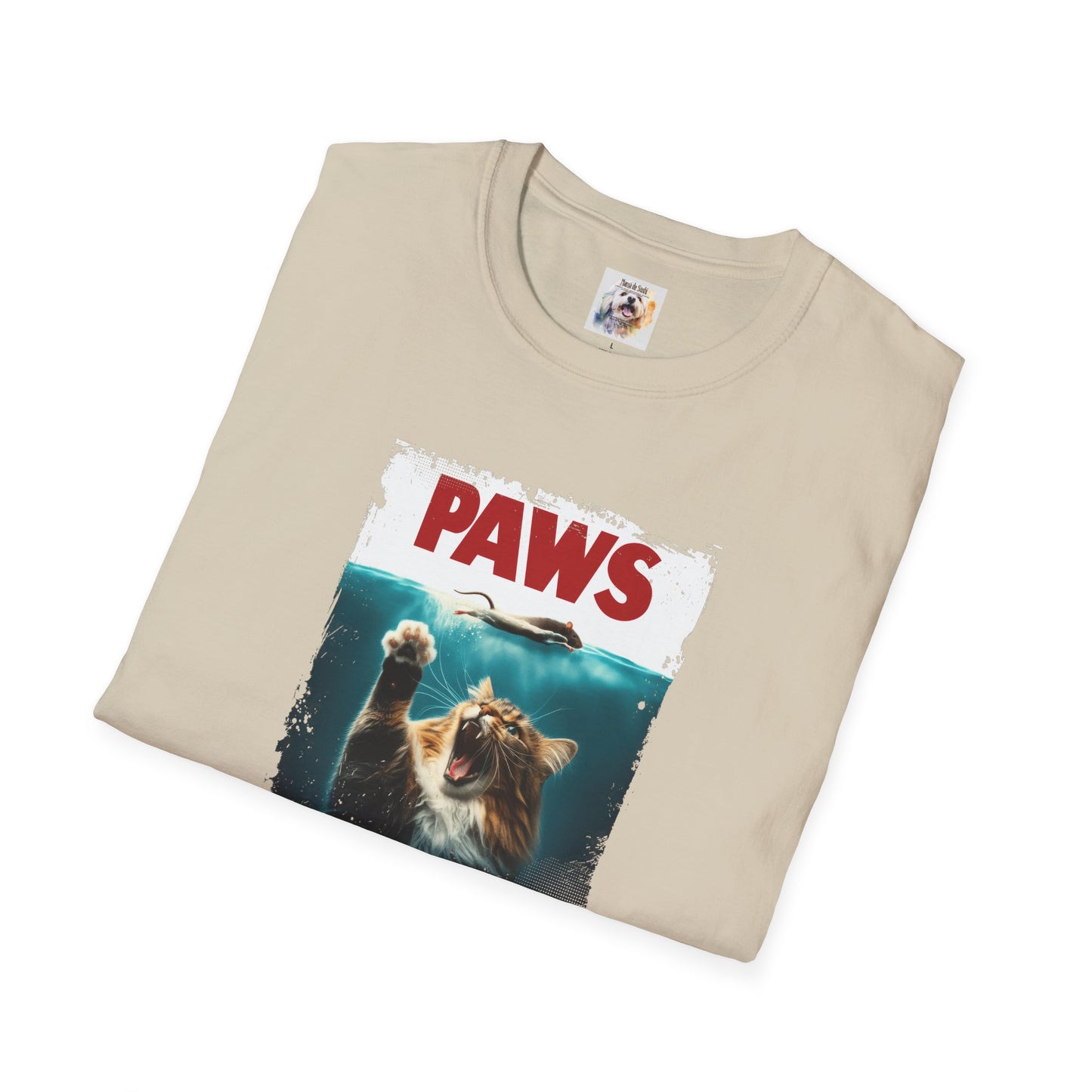 Paws - Jaws Cat - Kitty - MamaDeSushi - Unisex Softstyle T-Shirt