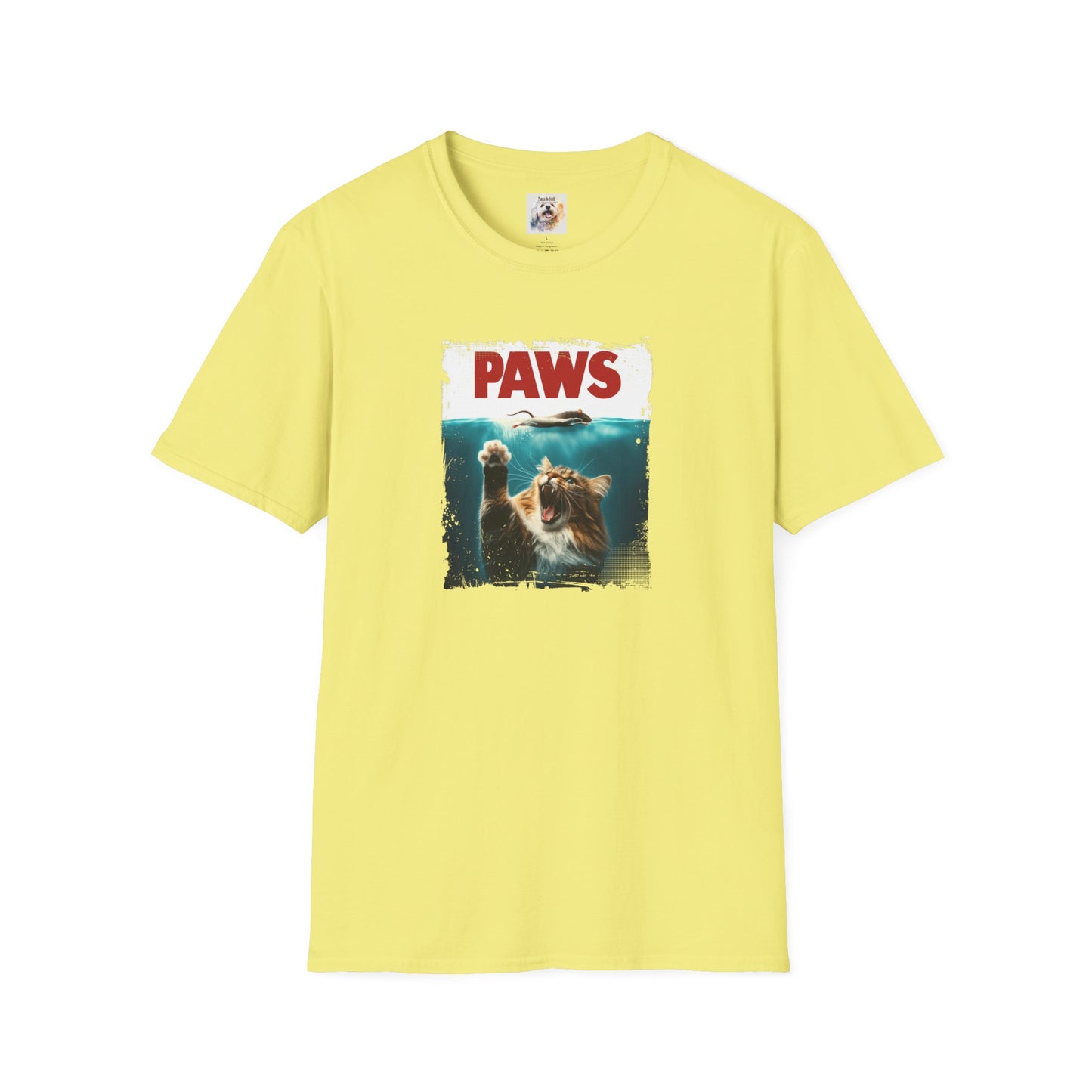Paws - Jaws Cat - Kitty - MamaDeSushi - Unisex Softstyle T-Shirt