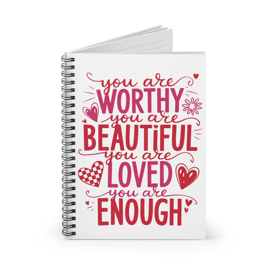 Positive Affirmations Notebook, Daily Journal, Gratitude Diary, Self Care Gift, Ruled Line Spiral Notebook