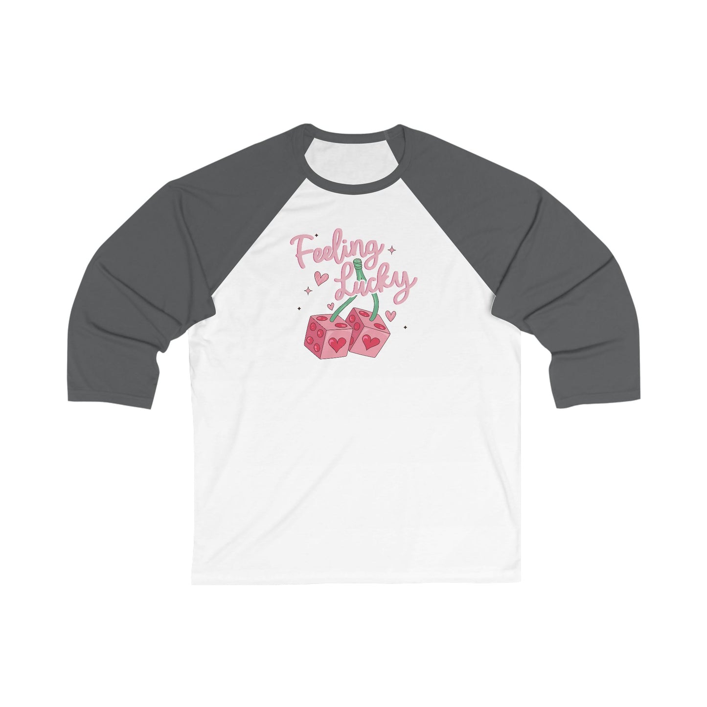 Baseball Tee Feeling Lucky Dice with Hearts, Unisex Raglan Shirt, Lucky Charm Gift, Vintage Style Shirt, Casual Baseball Tee, Lucky Gambling