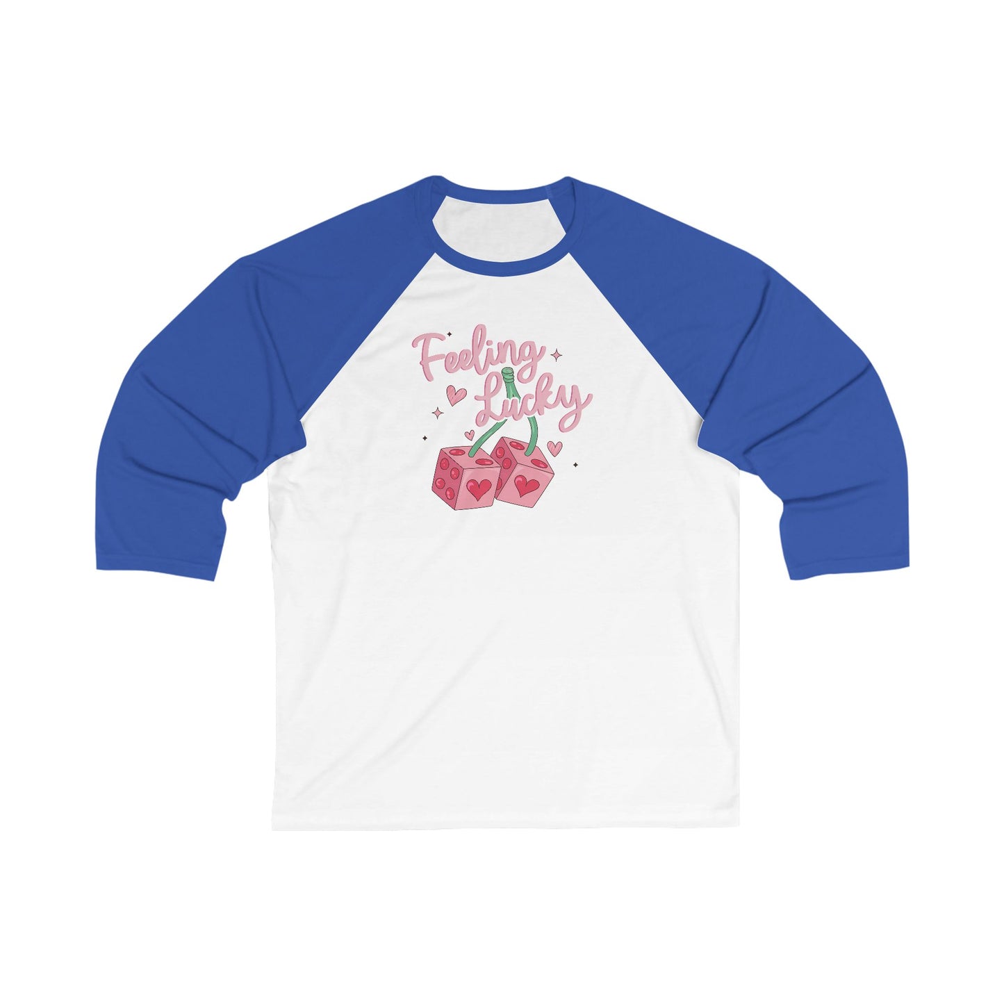 Baseball Tee Feeling Lucky Dice with Hearts, Unisex Raglan Shirt, Lucky Charm Gift, Vintage Style Shirt, Casual Baseball Tee, Lucky Gambling