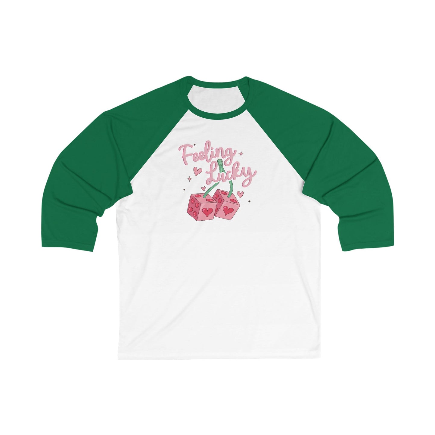 Baseball Tee Feeling Lucky Dice with Hearts, Unisex Raglan Shirt, Lucky Charm Gift, Vintage Style Shirt, Casual Baseball Tee, Lucky Gambling