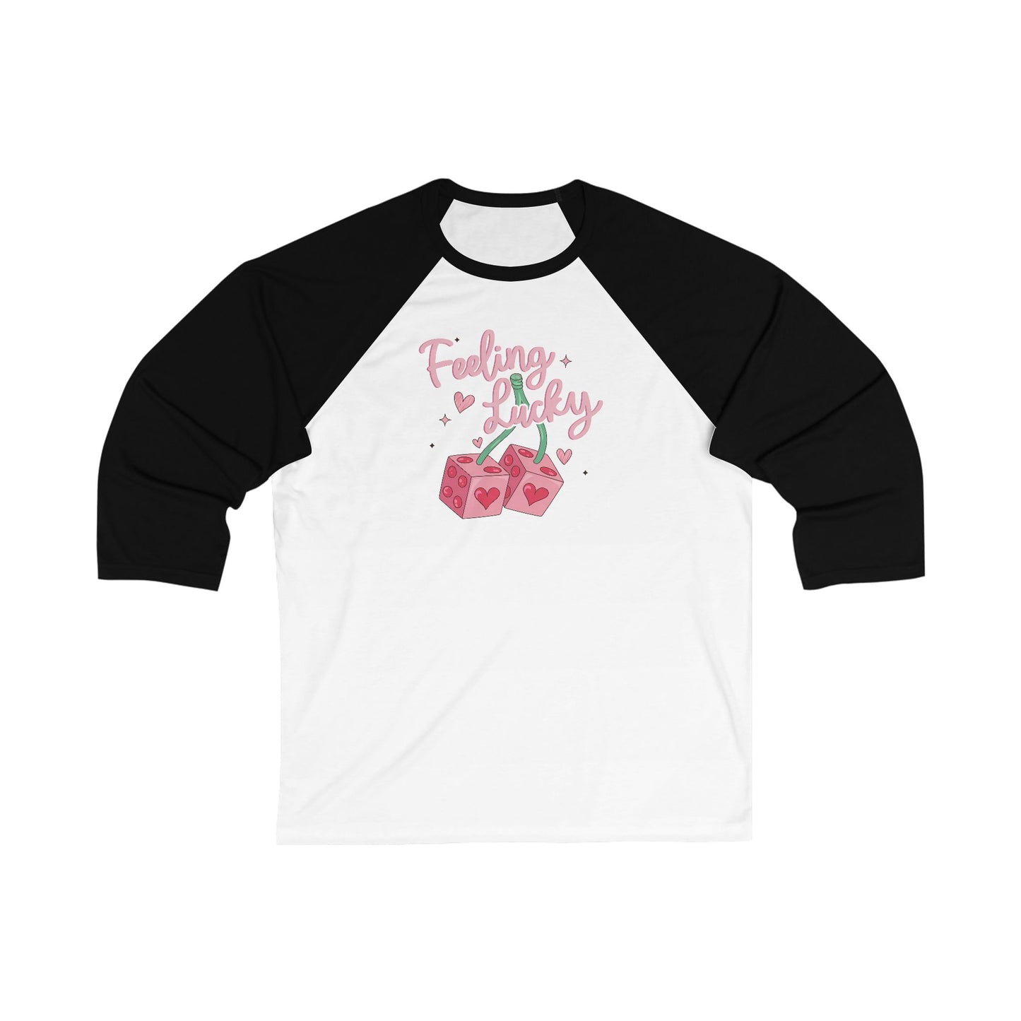 Baseball Tee Feeling Lucky Dice with Hearts, Unisex Raglan Shirt, Lucky Charm Gift, Vintage Style Shirt, Casual Baseball Tee, Lucky Gambling