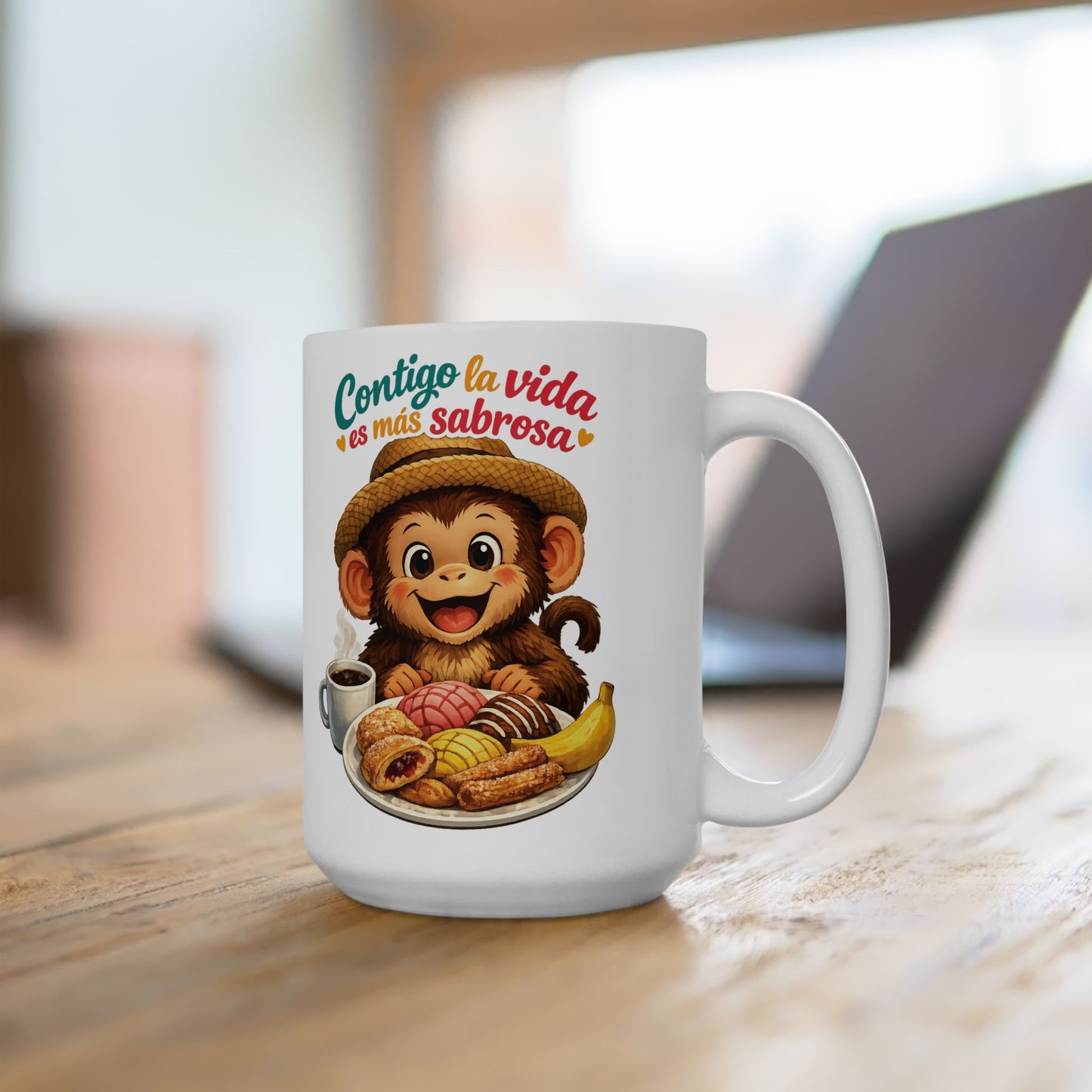 Ceramic Mug 15oz - Contigo La Vida Es Mas Sabrosa