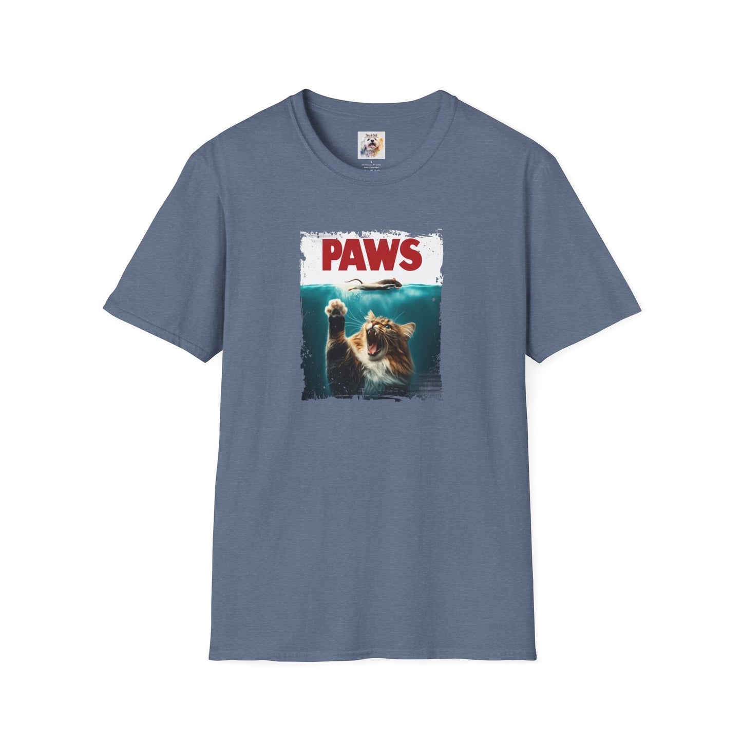 Paws - Jaws Cat - Kitty - MamaDeSushi - Unisex Softstyle T-Shirt