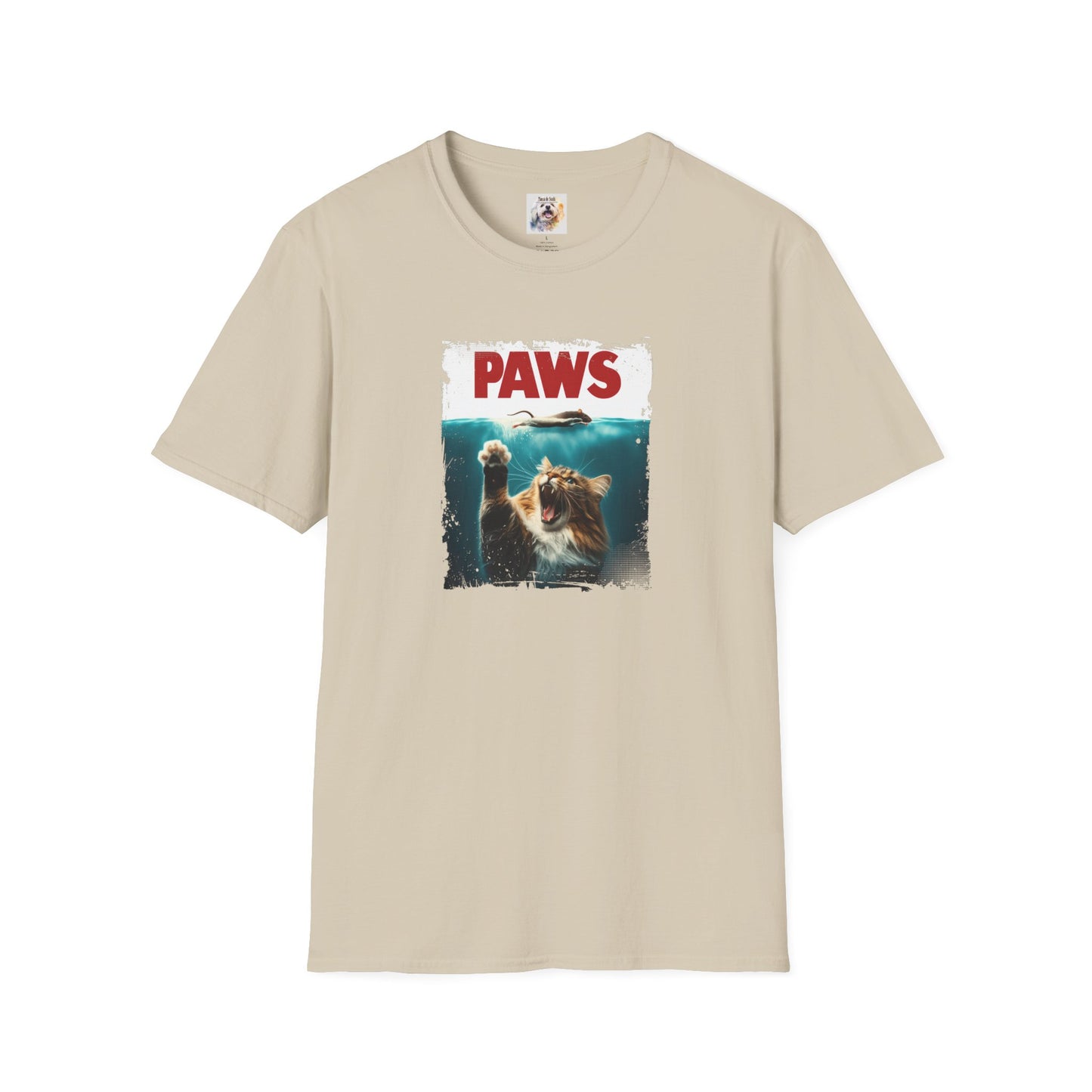 Paws - Jaws Cat - Kitty - MamaDeSushi - Unisex Softstyle T-Shirt