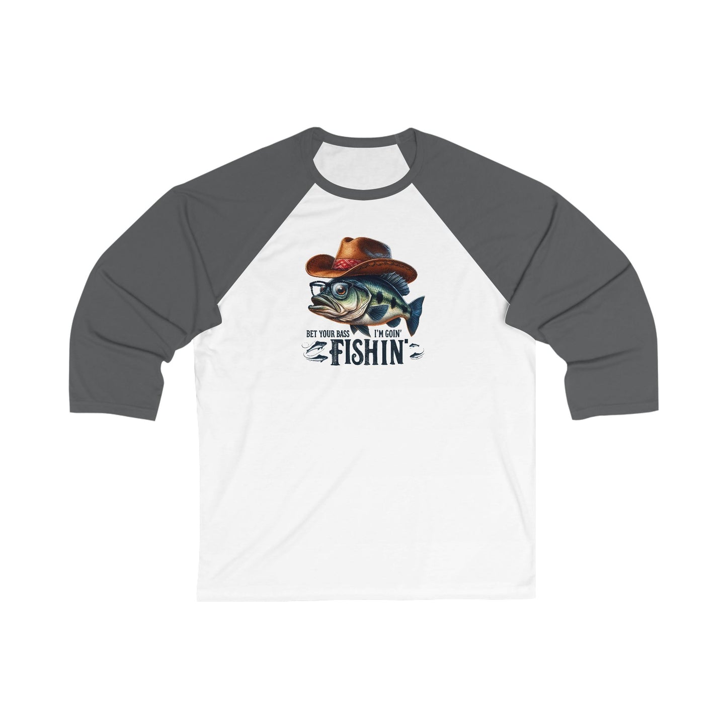 Fishing Themed Unisex 3/4 Sleeve Baseball Tee, Casual Fishing Attire, Great for Outdoors, Gift for Fishermen, Fun Fishing Apparel, Perfect