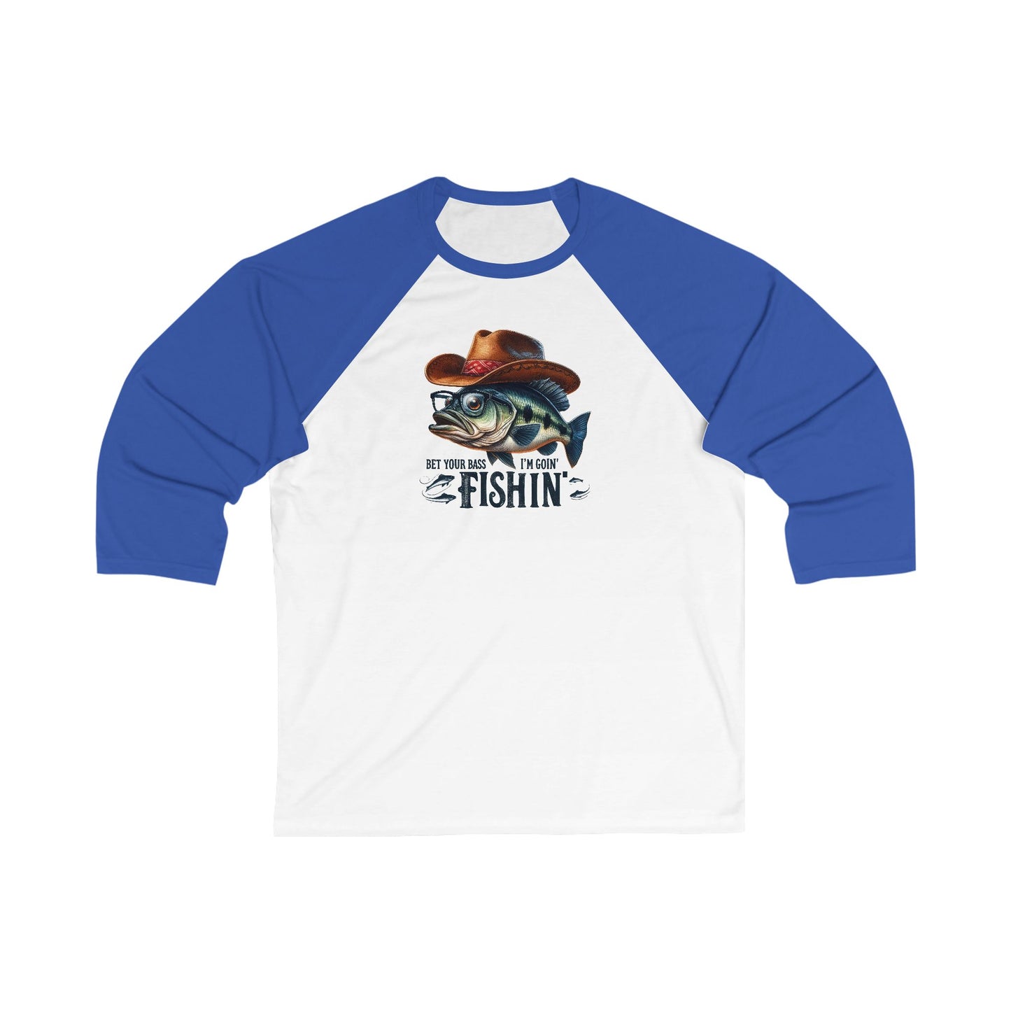 Fishing Themed Unisex 3/4 Sleeve Baseball Tee, Casual Fishing Attire, Great for Outdoors, Gift for Fishermen, Fun Fishing Apparel, Perfect
