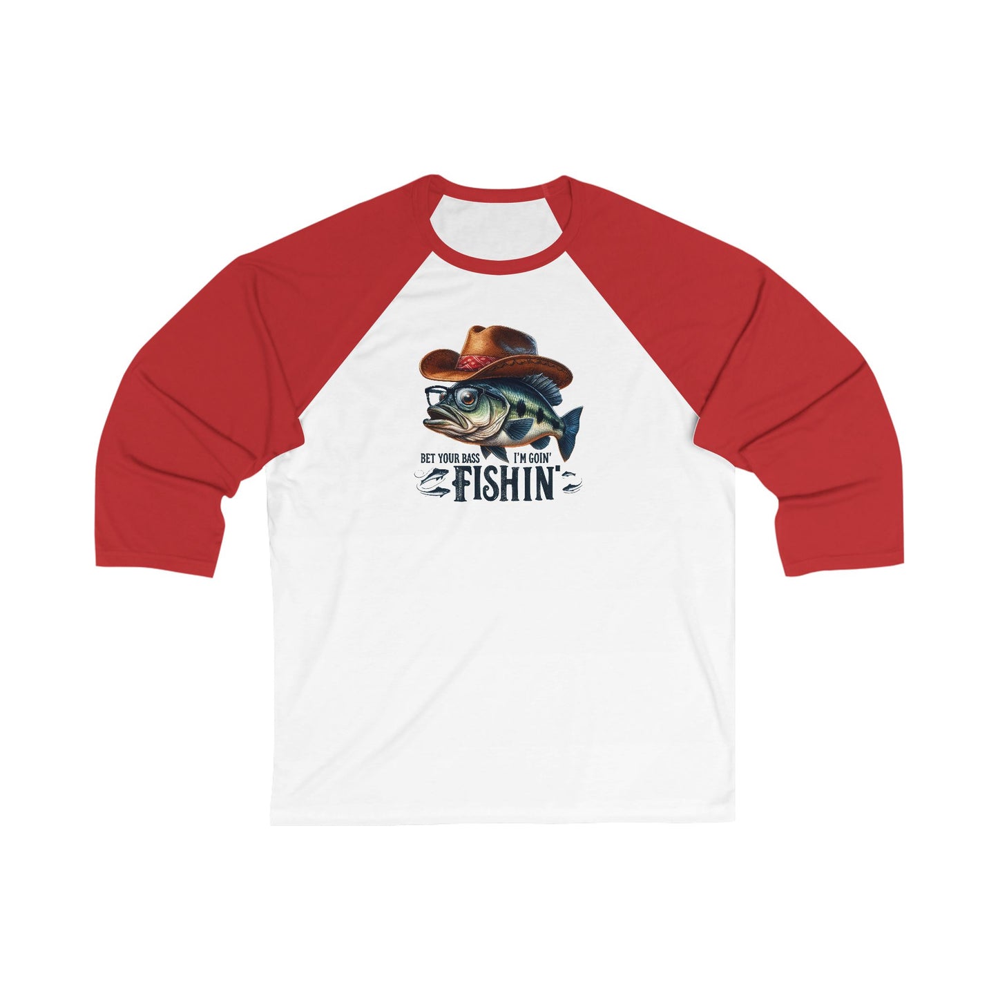 Fishing Themed Unisex 3/4 Sleeve Baseball Tee, Casual Fishing Attire, Great for Outdoors, Gift for Fishermen, Fun Fishing Apparel, Perfect