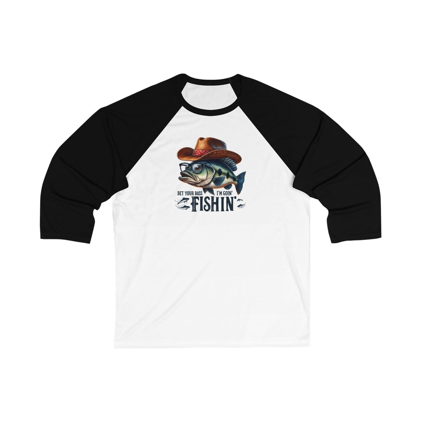 Fishing Themed Unisex 3/4 Sleeve Baseball Tee, Casual Fishing Attire, Great for Outdoors, Gift for Fishermen, Fun Fishing Apparel, Perfect