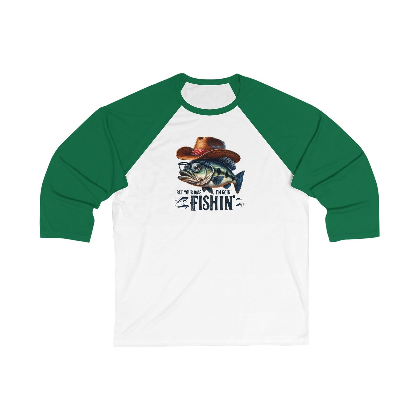Fishing Themed Unisex 3/4 Sleeve Baseball Tee, Casual Fishing Attire, Great for Outdoors, Gift for Fishermen, Fun Fishing Apparel, Perfect