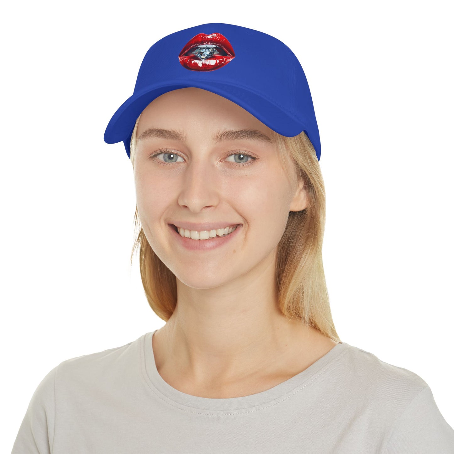 Lips that tease, diamonds that please - Low Profile Baseball Cap