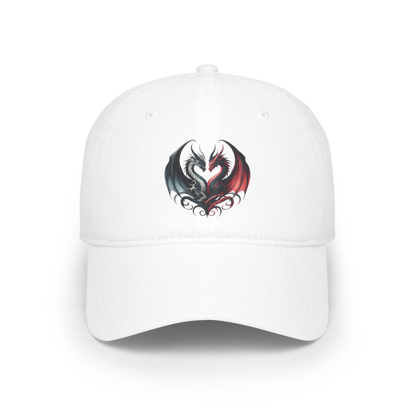 Low Profile Baseball Cap - Love Dragons - Black & Red